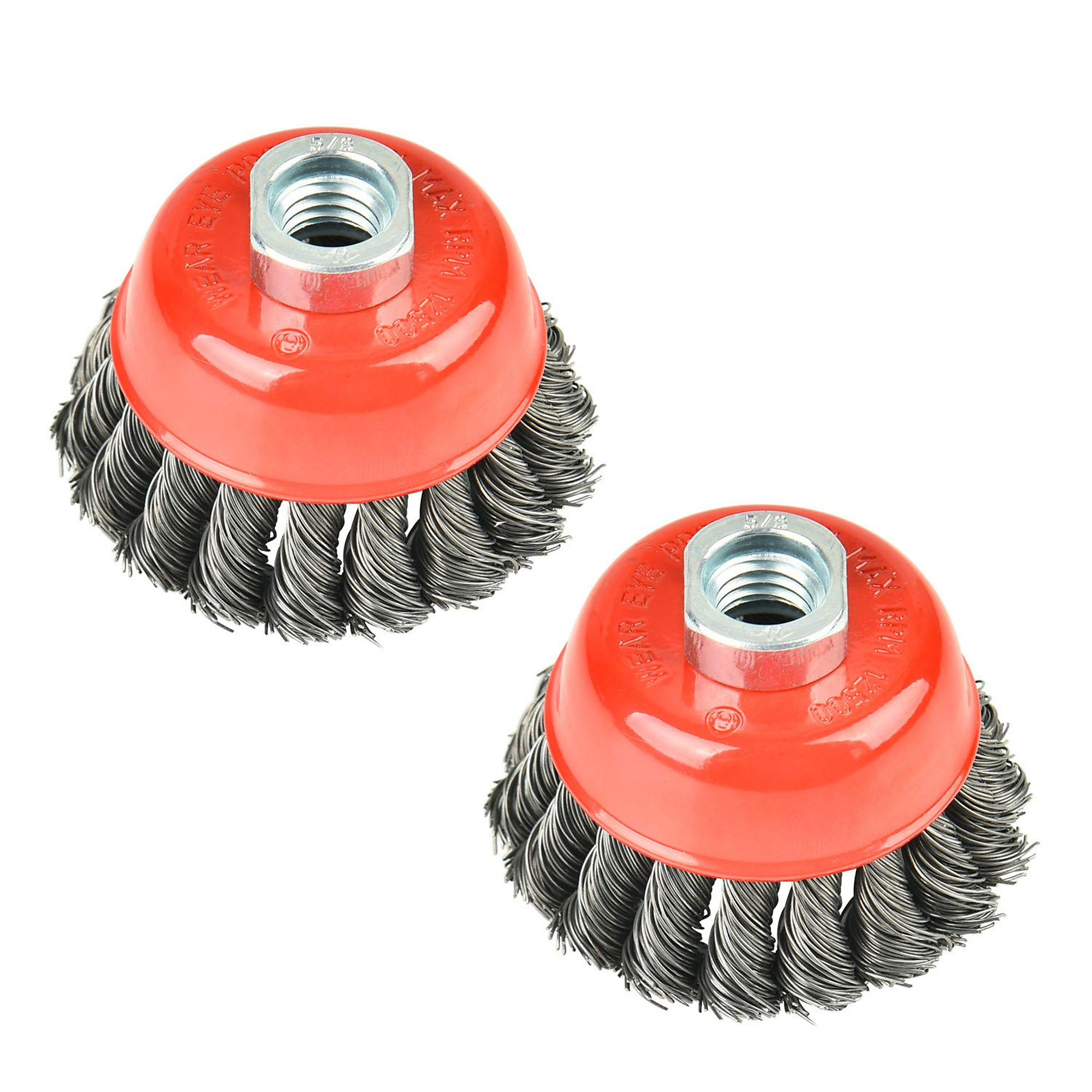 EISEN Twisted Knotted Wire Cup Brush for Angle Grinders, 3 Inch, 5/8"-11 Threaded Arbor, 60-Piece Pack, Model AA018P60